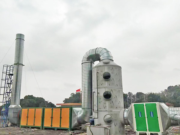 干式过滤+水喷淋+二...